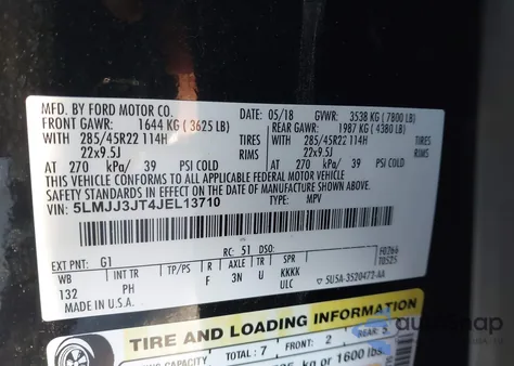 2018 Lincoln Navigator L Select z USA, uszkodzony, nr VIN 5LMJJ3JT4JEL13710